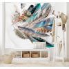 Ambesonne Hippie Tapestry, Modern Goth Scene of Wingy Skeleton Moon and Roundy Flowers Boho Dreamy, Fabric Wall Hanging Decor for Bedroom Living Room Dorm, 28″ X 23″, Eggshell Shamrock Green(Teal Brown)