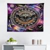 Ambesonne Hippie Tapestry, Modern Goth Scene of Wingy Skeleton Moon and Roundy Flowers Boho Dreamy, Fabric Wall Hanging Decor for Bedroom Living Room Dorm, 28″ X 23″, Eggshell Shamrock Green(Black Mustard Quartz)