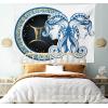 Ambesonne Hippie Tapestry, Modern Goth Scene of Wingy Skeleton Moon and Roundy Flowers Boho Dreamy, Fabric Wall Hanging Decor for Bedroom Living Room Dorm, 28″ X 23″, Eggshell Shamrock Green(Night Blue Yellow)
