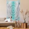 Ambesonne Hippie Tapestry, Modern Goth Scene of Wingy Skeleton Moon and Roundy Flowers Boho Dreamy, Fabric Wall Hanging Decor for Bedroom Living Room Dorm, 28″ X 23″, Eggshell Shamrock Green(Teal Grey)