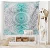 Ambesonne Hippie Tapestry, Modern Goth Scene of Wingy Skeleton Moon and Roundy Flowers Boho Dreamy, Fabric Wall Hanging Decor for Bedroom Living Room Dorm, 28″ X 23″, Eggshell Shamrock Green(Teal Grey)