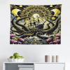 Ambesonne Hippie Tapestry, Modern Goth Scene of Wingy Skeleton Moon and Roundy Flowers Boho Dreamy, Fabric Wall Hanging Decor for Bedroom Living Room Dorm, 28″ X 23″, Eggshell Shamrock Green(Mustard Pink and Dark Grey)