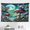 Ambesonne Hippie Tapestry, Modern Goth Scene of Wingy Skeleton Moon and Roundy Flowers Boho Dreamy, Fabric Wall Hanging Decor for Bedroom Living Room Dorm, 28″ X 23″, Eggshell Shamrock Green(Turquoise Multicolor)