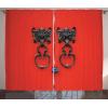 Ambesonne Rustic Curtains, Bat Door Knocker on Vintage Door Entrance Design Antique Cultural Artwork, Living Room Bedroom Window Drapes 2 Panel Set, 108″ X 84″, Brown Red(Brown Red)