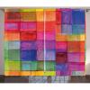 Ambesonne Abstract Curtains, Rainbow Colored Geometric Square Shaped Blurry Effects Watercolor Design, Living Room Bedroom Window Drapes 2 Panel Set, 108″ X 108″, Multicolor