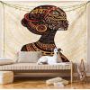 Ambesonne African Tapestry, Hand Drawn Illustration Profile Portrait Ornaments Folk Art, Wide Wall Hanging for Bedroom Living Room Dorm, 60″ X 40″, Cream Brown