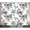 Ambesonne Black and White Curtains, Vintage Floral Pattern Victorian Classic Royal Inspired New Modern Art, Living Room Bedroom Window Drapes 2 Panel Set, 108″ X 90″, White and Black