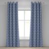 Ambesonne Blue Grommet Curtain, Traditional Portuguese Azulejo Tile Vintage Style Floral Mosaic Pattern, Decorative 2-Panel Window Drapes for Bedroom Living Room, 50″ x 84″, Pale Blue and Dark Blue