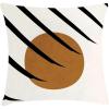 Ambesonne Mid Century Modern Boho Throw Pillow Cushion Cover, Minimalist Sun Look Round Shape with Stripes Pattern Art, Decorative Square Accent Pillow Case, 36″ X 36″, Caramel Charcoal Grey