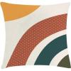 Ambesonne Mid Century Modern Boho Throw Pillow Cushion Cover, Retro Abstract Conceot Stripes with Polka Dots Print, Decorative Square Accent Pillow Case, 26″ X 26″, Cinnamon Apricot Eggshell