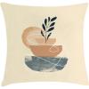 Ambesonne Mid Century Modern Boho Throw Pillow Cushion Cover, Simple Botanical Leaves Watercolor Semicircles Art, Decorative Square Accent Pillow Case, 26″ X 26″, Camel Champagne Grey Teal