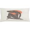 Ambesonne Mid Century Modern Boho Throw Pillow Cushion Cover, Simple Silhouette of Lady with Peach Tone Sun Round Print, Decorative Rectangle Accent Pillow Case, 36″ X 16″, Salmon Dimgray White