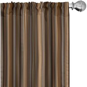 Ambesonne Abstract Curtains, Vertical Lines in Earthen Toned Color Stripes Various Shades Pattern, Window Treatments 2 Panel Set for Living Room Bedroom Decor, Pair of – 28″ x 63″, Caramel Chocolate