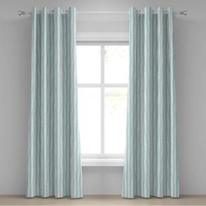 Ambesonne Aqua Grommet Curtain, Vertical Striped Pattern with Sketchy Lines Hipster and Grunge Design Ikat Inspired, Decorative 2-Panel Window Drapes for Bedroom Living Room, 50″ x 96″, Seafoam White(Seafoam White)
