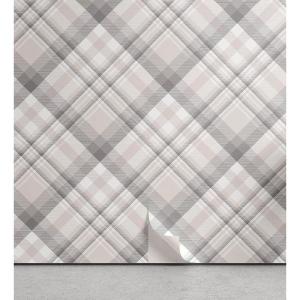 Ambesonne Beige Tan Peel & Stick Wallpaper for Home, Plaid Retro Style Checkered Rustic Gingham Pattern Repeated Design, Self-Adhesive Living Room Kitchen Accent, 13″ x 72″, Pale Eggshell Taupe Grey