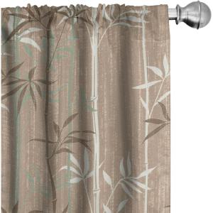 Ambesonne Exotic Branches Curtains, Simple Forest Leafy Silhouettes in Neutral Colors Boho Print, Window Treatments 2 Panel Set for Living Room Bedroom, Pair of – 28″ x 84″, Sea Green Dark Mustard(Sea Green Dark Mustard)