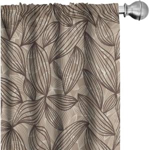 Ambesonne Exotic Branches Curtains, Simple Forest Leafy Silhouettes in Neutral Colors Boho Print, Window Treatments 2 Panel Set for Living Room Bedroom, Pair of – 28″ x 84″, Sea Green Dark Mustard(Cocoa Dark Taupe and White)