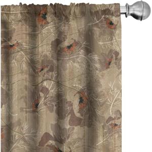 Ambesonne Exotic Branches Curtains, Simple Forest Leafy Silhouettes in Neutral Colors Boho Print, Window Treatments 2 Panel Set for Living Room Bedroom, Pair of – 28″ x 84″, Sea Green Dark Mustard(Slate Brown Dark Coral)