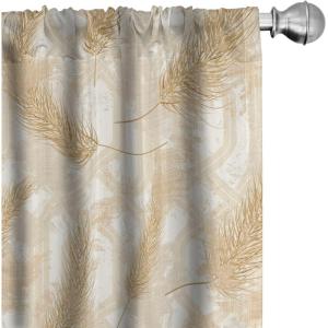 Ambesonne Exotic Branches Curtains, Simple Forest Leafy Silhouettes in Neutral Colors Boho Print, Window Treatments 2 Panel Set for Living Room Bedroom, Pair of – 28″ x 84″, Sea Green Dark Mustard(Pale Salmon Off White)