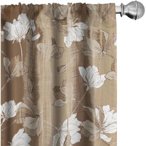 Ambesonne Exotic Branches Curtains, Simple Forest Leafy Silhouettes in Neutral Colors Boho Print, Window Treatments 2 Panel Set for Living Room Bedroom, Pair of – 28″ x 84″, Sea Green Dark Mustard(White Umber Pale Camel)
