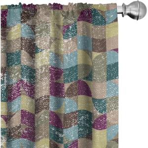 Ambesonne Exotic Branches Curtains, Simple Forest Leafy Silhouettes in Neutral Colors Boho Print, Window Treatments 2 Panel Set for Living Room Bedroom, Pair of – 28″ x 84″, Sea Green Dark Mustard(Avocado Green Purple Teal)