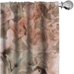 Ambesonne Exotic Branches Curtains, Simple Forest Leafy Silhouettes in Neutral Colors Boho Print, Window Treatments 2 Panel Set for Living Room Bedroom, Pair of – 28″ x 84″, Sea Green Dark Mustard(Rose Pale Green Pale Ruby)