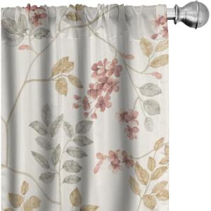 Ambesonne Exotic Branches Curtains, Simple Forest Leafy Silhouettes in Neutral Colors Boho Print, Window Treatments 2 Panel Set for Living Room Bedroom, Pair of – 28″ x 84″, Sea Green Dark Mustard(Pale Ruby Avocado Green)