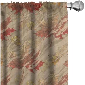 Ambesonne Exotic Branches Curtains, Simple Forest Leafy Silhouettes in Neutral Colors Boho Print, Window Treatments 2 Panel Set for Living Room Bedroom, Pair of – 28″ x 84″, Sea Green Dark Mustard(Dusk Ruby Pistachio Green)