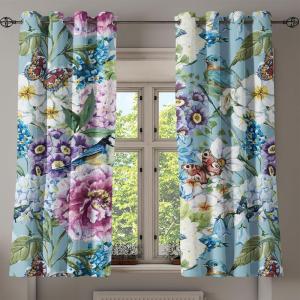 Ambesonne Floral Boho Grommet Curtain, Simple Design Delicate Flower Silhouettes Neutral Colors Exotics Art, Decorative 2-Panel Window Drapes for Bedroom Living Room, 50″ x 108″, Dark Indigo Pale Blue(Cadet Blue Multicolor)