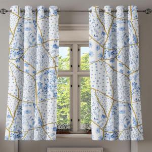 Ambesonne Floral Boho Grommet Curtain, Simple Design Delicate Flower Silhouettes Neutral Colors Exotics Art, Decorative 2-Panel Window Drapes for Bedroom Living Room, 50″ x 108″, Dark Indigo Pale Blue(Pale Camel and Sky Blue)