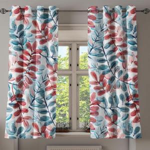 Ambesonne Floral Boho Grommet Curtain, Simple Design Delicate Flower Silhouettes Neutral Colors Exotics Art, Decorative 2-Panel Window Drapes for Bedroom Living Room, 50″ x 108″, Dark Indigo Pale Blue(Off White Ruby Cadet Blue)