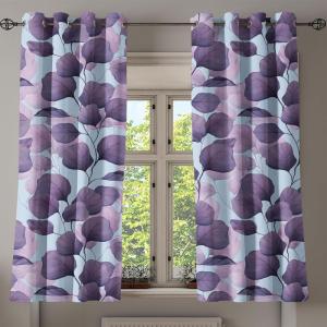 Ambesonne Floral Boho Grommet Curtain, Simple Design Delicate Flower Silhouettes Neutral Colors Exotics Art, Decorative 2-Panel Window Drapes for Bedroom Living Room, 50″ x 108″, Dark Indigo Pale Blue(Lilac Pale Eggplant)