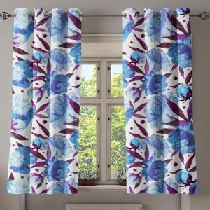 Ambesonne Floral Boho Grommet Curtain, Simple Design Delicate Flower Silhouettes Neutral Colors Exotics Art, Decorative 2-Panel Window Drapes for Bedroom Living Room, 50″ x 108″, Dark Indigo Pale Blue(Deep Sky Blue Violet)