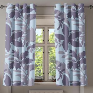 Ambesonne Floral Boho Grommet Curtain, Simple Design Delicate Flower Silhouettes Neutral Colors Exotics Art, Decorative 2-Panel Window Drapes for Bedroom Living Room, 50″ x 108″, Dark Indigo Pale Blue(Dark Indigo Pale Blue)