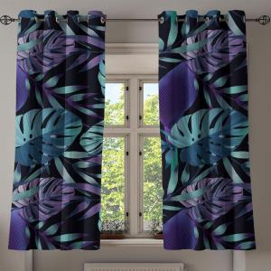 Ambesonne Floral Boho Grommet Curtain, Simple Design Delicate Flower Silhouettes Neutral Colors Exotics Art, Decorative 2-Panel Window Drapes for Bedroom Living Room, 50″ x 108″, Dark Indigo Pale Blue(Dark Purple Cadet Blue)