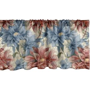 Ambesonne Garden Scene Window Valance, Neutral Traditional Roses and Floral Pattern Boho Romance Print, Curtain Valance for Kitchen Bedroom Decor with Rod Pocket, 54″ X 18″, Cream White Dark Sepia(Blue Grey Pale Maroon)