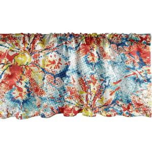 Ambesonne Garden Scene Window Valance, Neutral Traditional Roses and Floral Pattern Boho Romance Print, Curtain Valance for Kitchen Bedroom Decor with Rod Pocket, 54″ X 18″, Cream White Dark Sepia(Vermilion Blue Mustard)