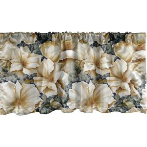 Ambesonne Garden Scene Window Valance, Neutral Traditional Roses and Floral Pattern Boho Romance Print, Curtain Valance for Kitchen Bedroom Decor with Rod Pocket, 54″ X 18″, Cream White Dark Sepia(Pastel Brown Sage Green)
