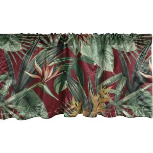 Ambesonne Garden Scene Window Valance, Neutral Traditional Roses and Floral Pattern Boho Romance Print, Curtain Valance for Kitchen Bedroom Decor with Rod Pocket, 54″ X 18″, Cream White Dark Sepia(Maroon Fern Green)