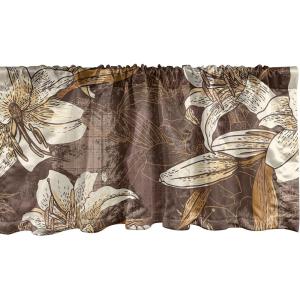 Ambesonne Garden Scene Window Valance, Neutral Traditional Roses and Floral Pattern Boho Romance Print, Curtain Valance for Kitchen Bedroom Decor with Rod Pocket, 54″ X 18″, Cream White Dark Sepia(Dark Rosewood and Champagne)