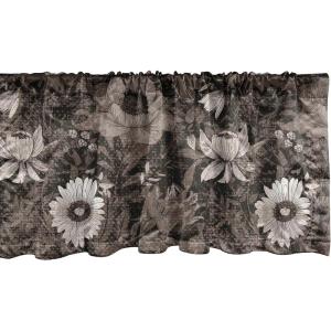 Ambesonne Garden Scene Window Valance, Neutral Traditional Roses and Floral Pattern Boho Romance Print, Curtain Valance for Kitchen Bedroom Decor with Rod Pocket, 54″ X 18″, Cream White Dark Sepia(Taupe and Dark Brown)