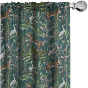 Ambesonne Gothic Curtains, Vintage Baroque Floral Skulls with Garden Flowers Flourishing Leaves, Window Treatments 2 Panel Set for Living Room Bedroom, Pair of – 28″ x 95″, Charcoal Grey and Dark Tan(Green Teal and Ginger)