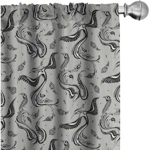 Ambesonne Gothic Curtains, Vintage Baroque Floral Skulls with Garden Flowers Flourishing Leaves, Window Treatments 2 Panel Set for Living Room Bedroom, Pair of – 28″ x 95″, Charcoal Grey and Dark Tan(Grey Black and White)