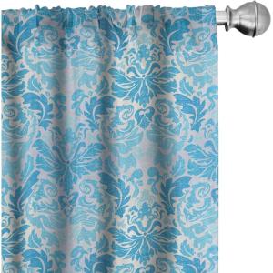 Ambesonne Gothic Curtains, Vintage Baroque Floral Skulls with Garden Flowers Flourishing Leaves, Window Treatments 2 Panel Set for Living Room Bedroom, Pair of – 28″ x 95″, Charcoal Grey and Dark Tan(Deep Sky Blue Pale Grey)