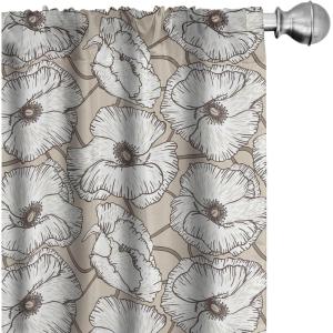 Ambesonne Gothic Curtains, Vintage Baroque Floral Skulls with Garden Flowers Flourishing Leaves, Window Treatments 2 Panel Set for Living Room Bedroom, Pair of – 28″ x 95″, Charcoal Grey and Dark Tan(Dark Eggshell Brown White)