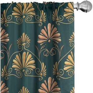 Ambesonne Gothic Curtains, Vintage Baroque Floral Skulls with Garden Flowers Flourishing Leaves, Window Treatments 2 Panel Set for Living Room Bedroom, Pair of – 28″ x 95″, Charcoal Grey and Dark Tan(Salmon Earth Yellow)