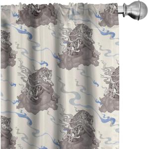Ambesonne Gothic Curtains, Vintage Baroque Floral Skulls with Garden Flowers Flourishing Leaves, Window Treatments 2 Panel Set for Living Room Bedroom, Pair of – 28″ x 95″, Charcoal Grey and Dark Tan(Ivory Cocoa and Ceil Blue)