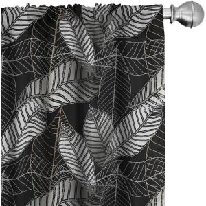 Ambesonne Gothic Curtains, Vintage Baroque Floral Skulls with Garden Flowers Flourishing Leaves, Window Treatments 2 Panel Set for Living Room Bedroom, Pair of – 28″ x 95″, Charcoal Grey and Dark Tan(Charcoal Grey and Beige)