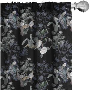 Ambesonne Gothic Curtains, Vintage Baroque Floral Skulls with Garden Flowers Flourishing Leaves, Window Treatments 2 Panel Set for Living Room Bedroom, Pair of – 28″ x 95″, Charcoal Grey and Dark Tan(Charcoal Grey and Sage Green)