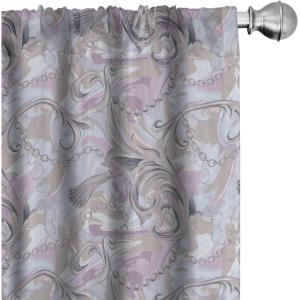 Ambesonne Gothic Curtains, Vintage Baroque Floral Skulls with Garden Flowers Flourishing Leaves, Window Treatments 2 Panel Set for Living Room Bedroom, Pair of – 28″ x 95″, Charcoal Grey and Dark Tan(Warm Taupe Lilac)